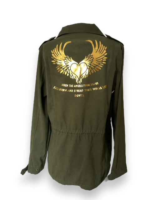 'When the angels from above' khaki green jacket