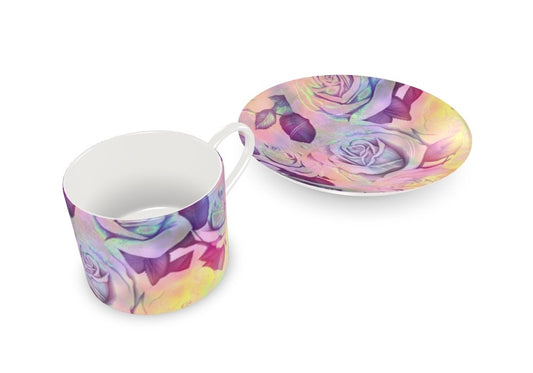 Coffee Cup and Saucer - 'Hazy Rose'