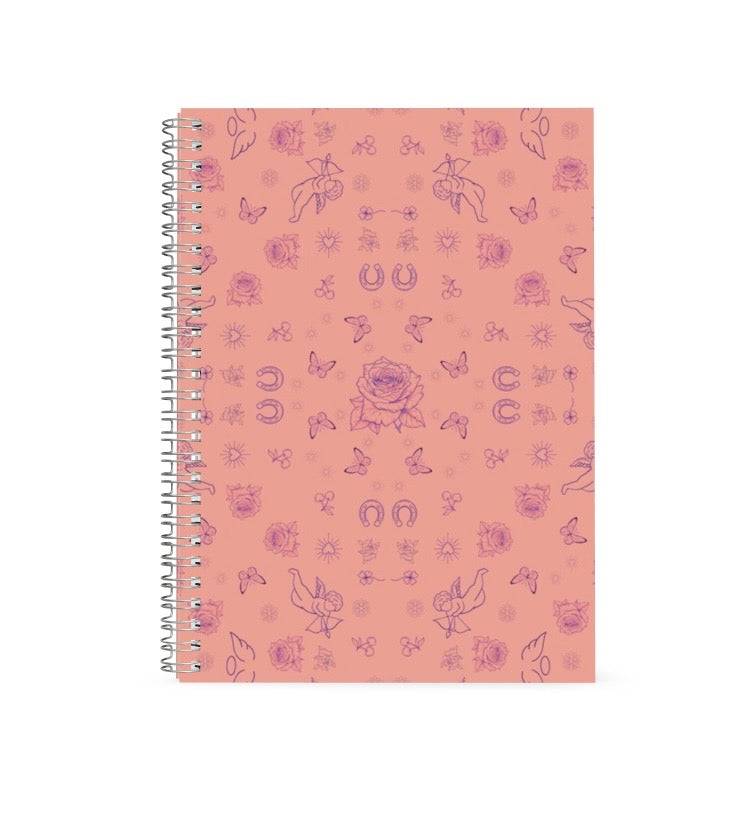 Spiral A5 Notebook - Peach Tattoo