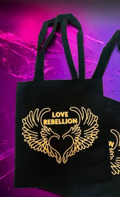 'Love Rebellion' black tote bag