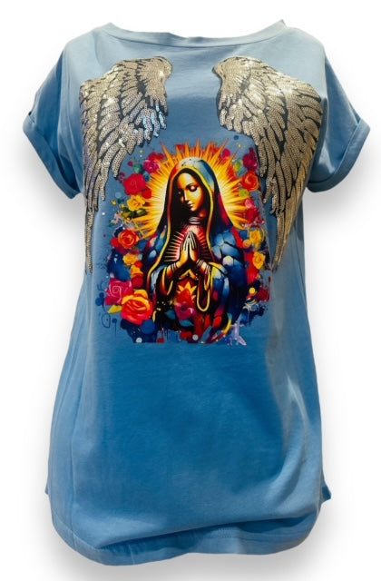 Our Lady and angel wings t-shirt